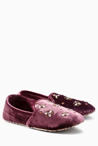 Purple Embellished Slippers